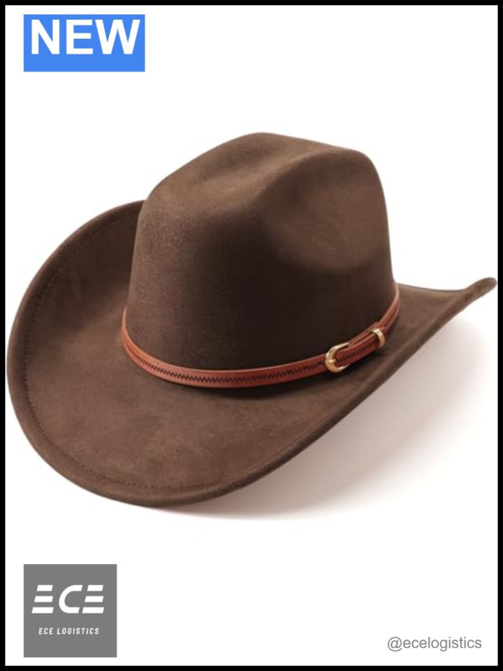 Wide Brim Cowboy Hat Cotton Polyester Felt Fedora Belt Buckle Western